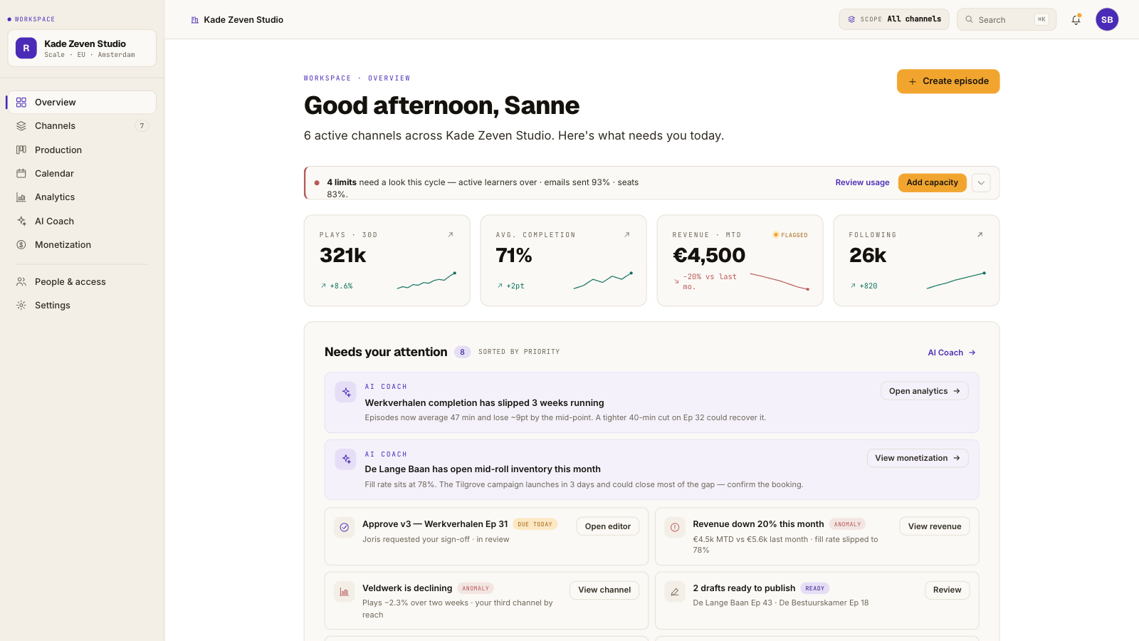 Het nieuwe Springcast-dashboard