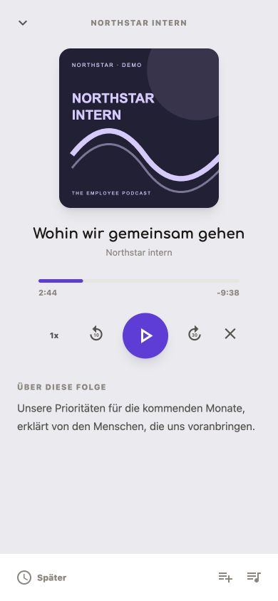 Springcast-App: Podcastepisode mit Wiedergabesteuerung und Demoinhalten
