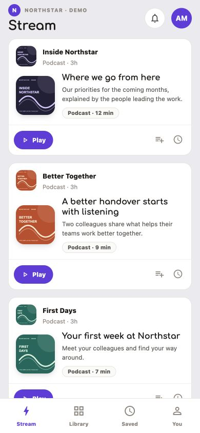 Springcast app: internal podcast library with demo content