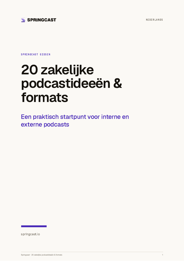 Omslag van 20 zakelijke podcastideeën & formats