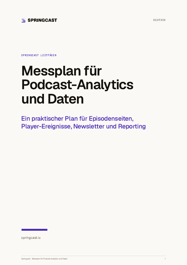 Titelseite von Messplan für Podcast-Analytics und Daten